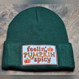 NWT Green Soft Knit Beanie With Embroidered Patch